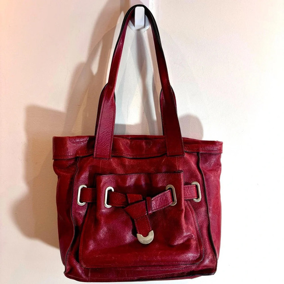 B MAKOWSKY Shoulder Bag Leather Leopard Print Lining Magnetic Closure handbag - Picture 1 of 11